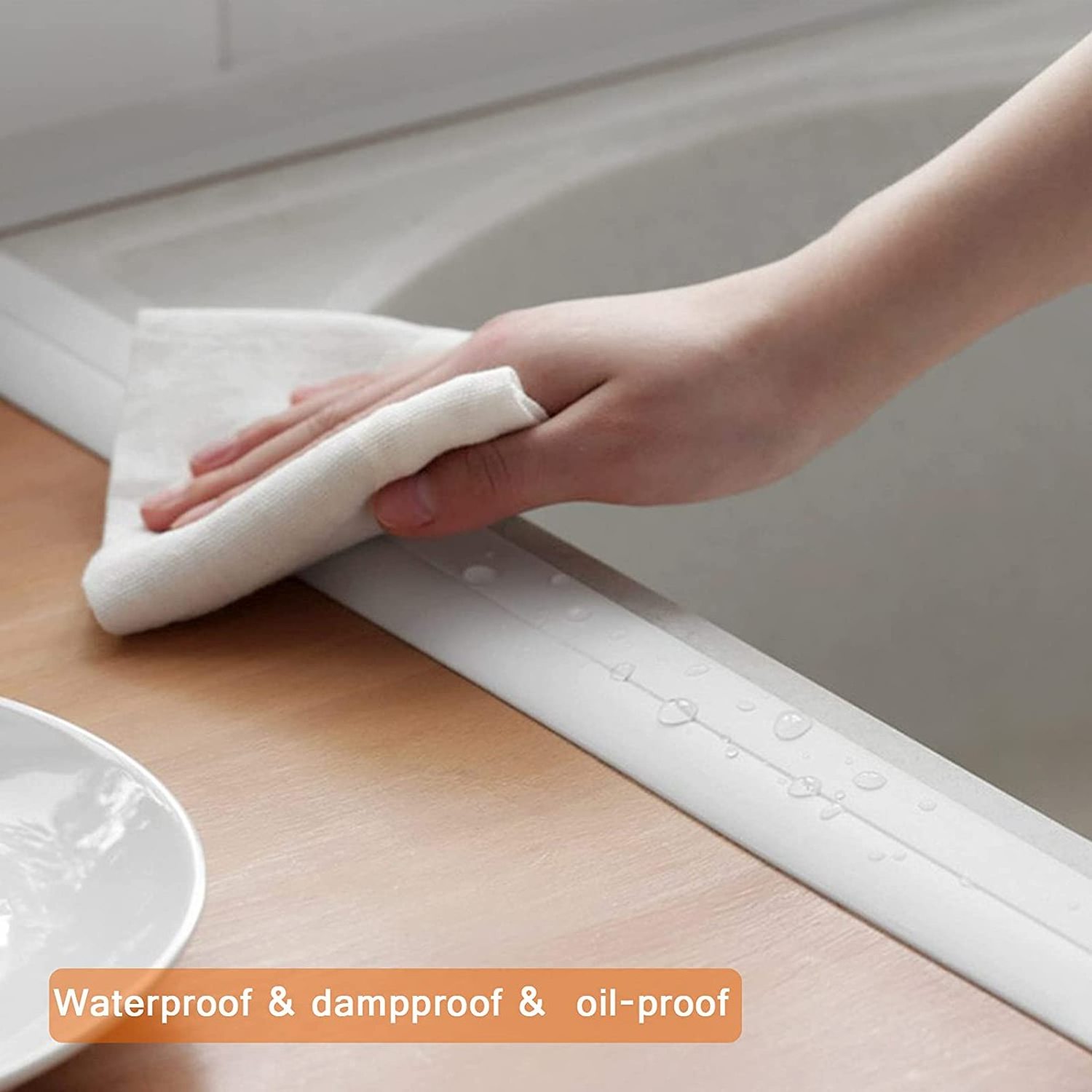 EONBON Waterproof Caulk Strip Flexible Self Adhesive Sealing Tape for Kitchen Bathroom Shower Floor Wall Seam