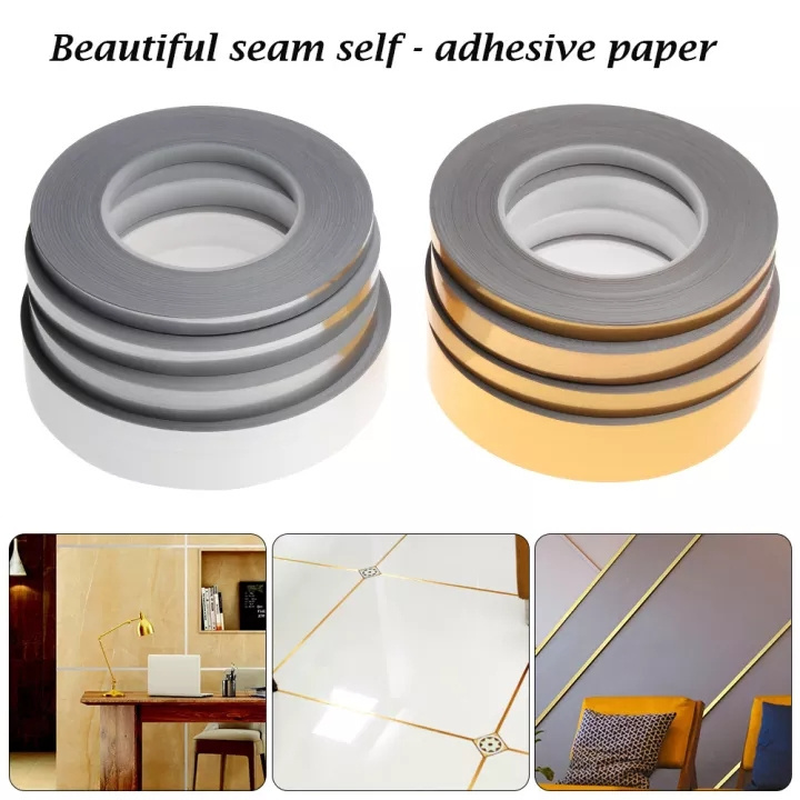 Silver Ceramic Tile Gap Tape, Waterproof Seam Wall Stickers Wall Gap Ceiling Home Decoration Self-Adhesive Tile Tape