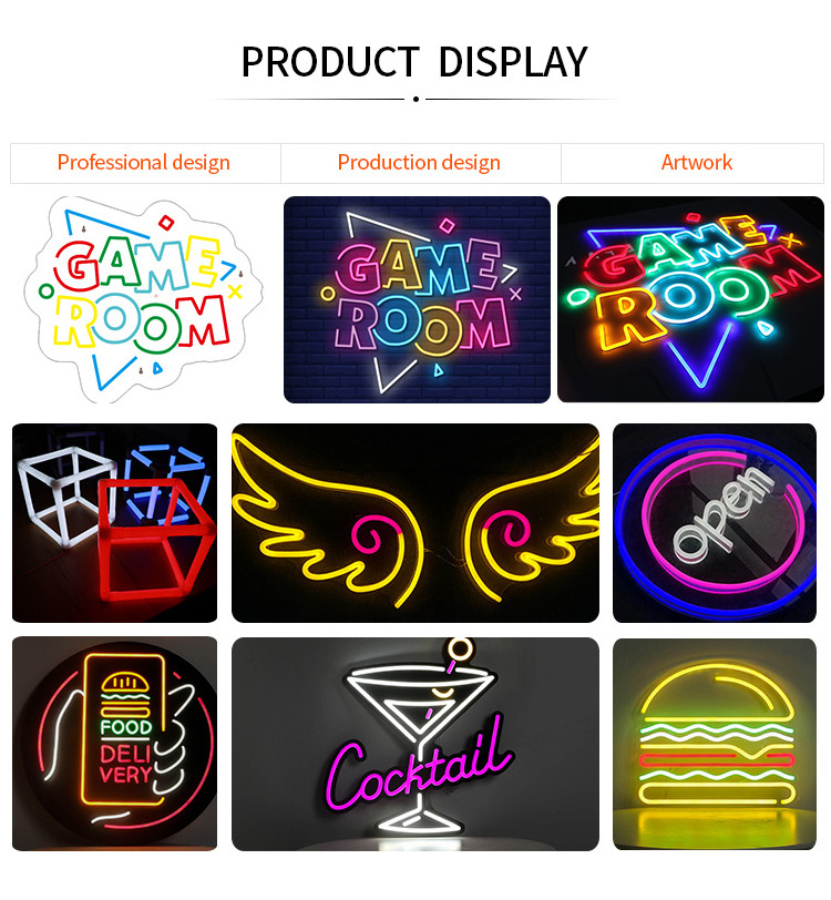 Whosale Custom Neon Sign Wall mounted faux Neon logo Lamp Custom flex Led Neon Sign for Party