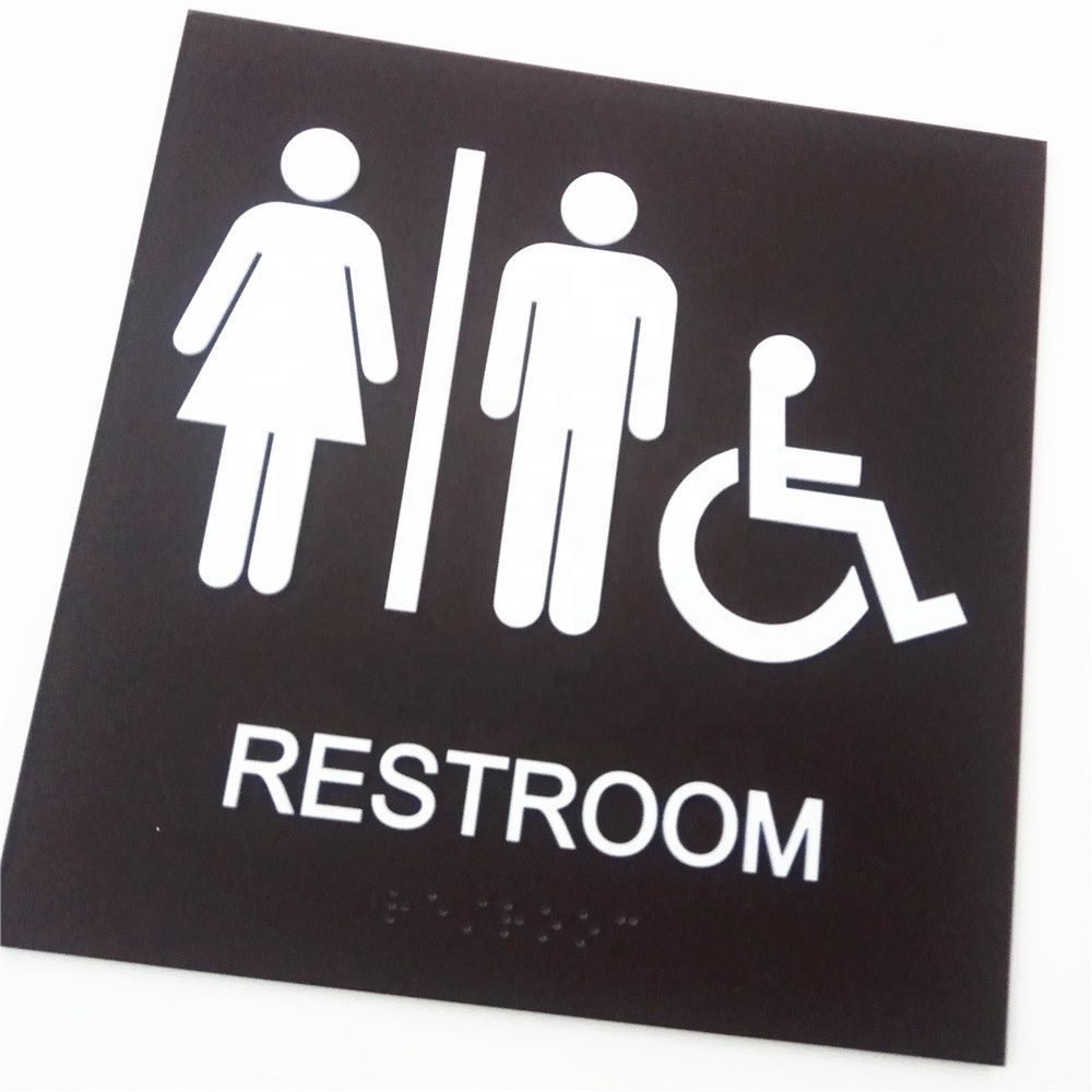 Wayfinding Commerical Metal Plate Bathroom Toilet Sign For Shopping Store Retail Shop