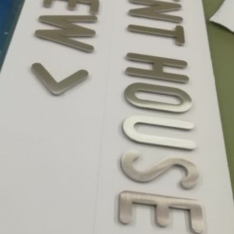 Custom Flat Cut Brushed Silver Metal Sign Letters Wall Mounted For Numbers House Floor Number