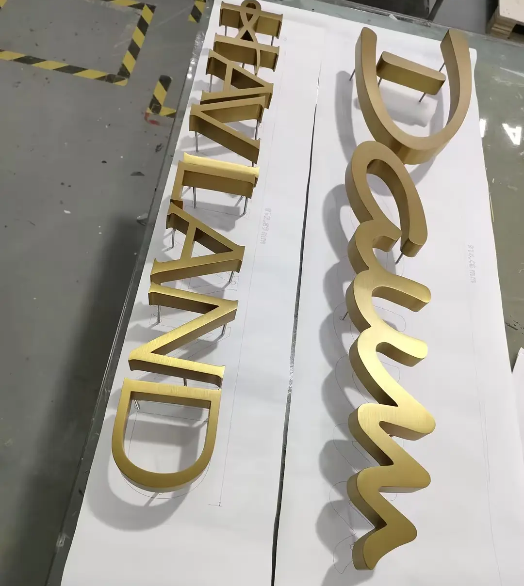 Advertising 3D Fabricated Metal Channel Letter Brushed Gold Stainless Steel Brass Business Logo