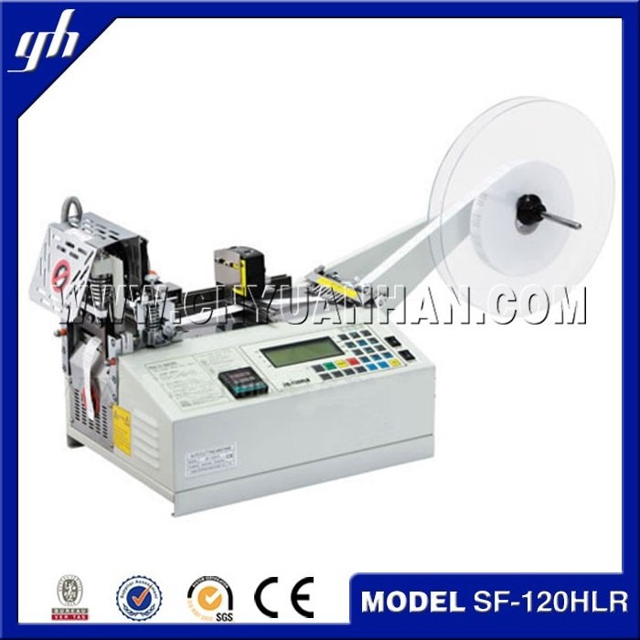 2016 best price hot and cold Automatic make woven label cutting machine