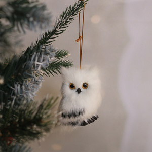 Simulated Owl Christmas Decorations Tree Pendant Small Animal Model Crafts Artificial Fur Realistic Owl Home Ornaments