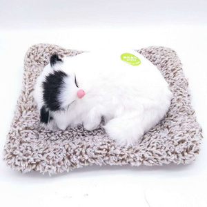 Small Furreal Plush Cat Lifelike Fluffy Kitten Cute Sleeping Simulation Animal with Soft Bamboo Charcoal Blanket