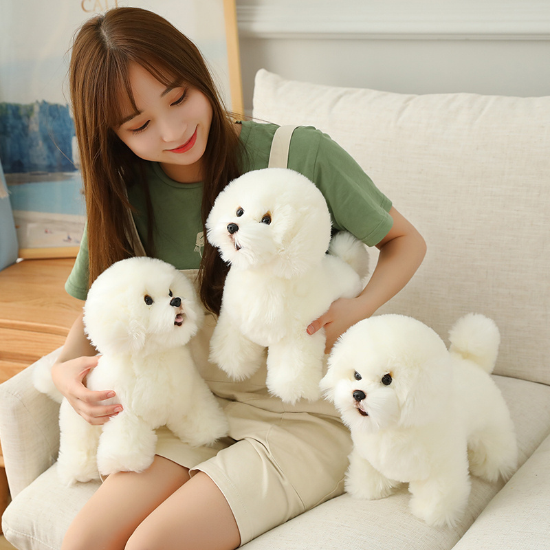 Simulation Bichon Frise Plush Dog Doll Cute Little White Dog  Home Ornament Christmas Decoration  Doll Plush Stuffed Bichon Dog