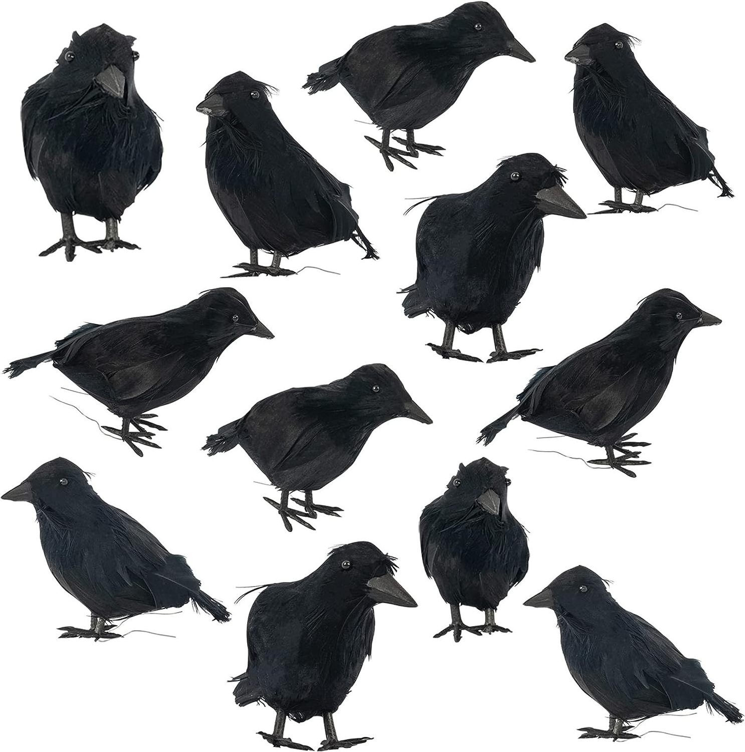 Handmade Scary Halloween Black Bird Toys Plastic Crow Christmas Decorations Realistic Halloween Crow For Home Decor Outdoor