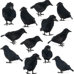 Handmade Scary Halloween Black Bird Toys Plastic Crow Christmas Decorations Realistic Halloween Crow For Home Decor Outdoor