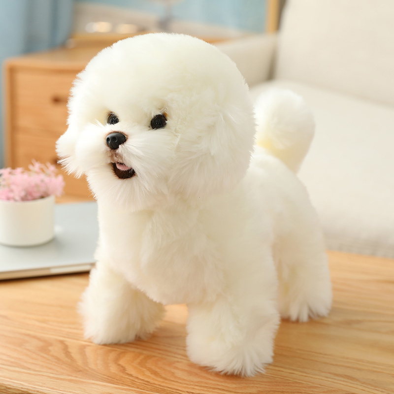 Simulation Bichon Frise Plush Dog Doll Cute Little White Dog  Home Ornament Christmas Decoration  Doll Plush Stuffed Bichon Dog