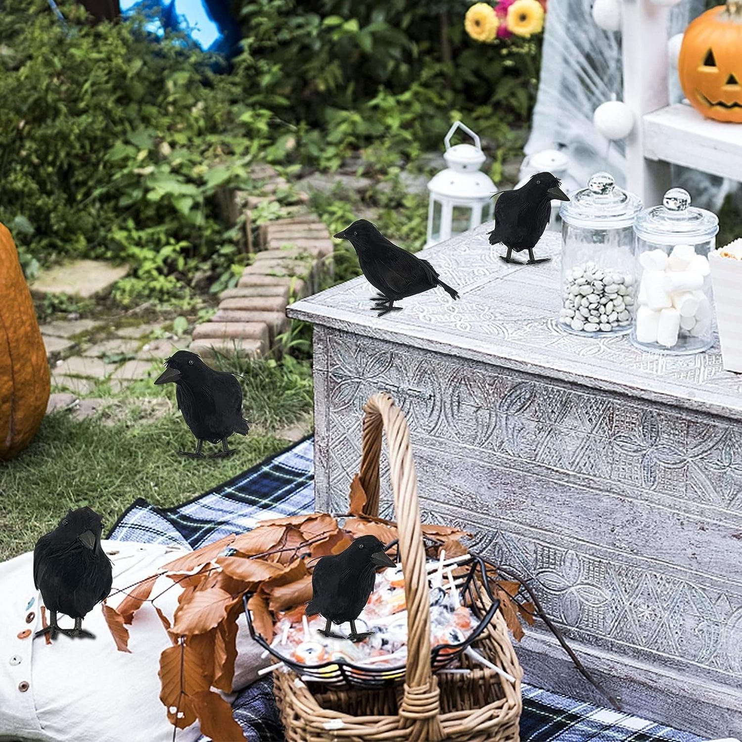 Handmade Scary Halloween Black Bird Toys Plastic Crow Christmas Decorations Realistic Halloween Crow For Home Decor Outdoor