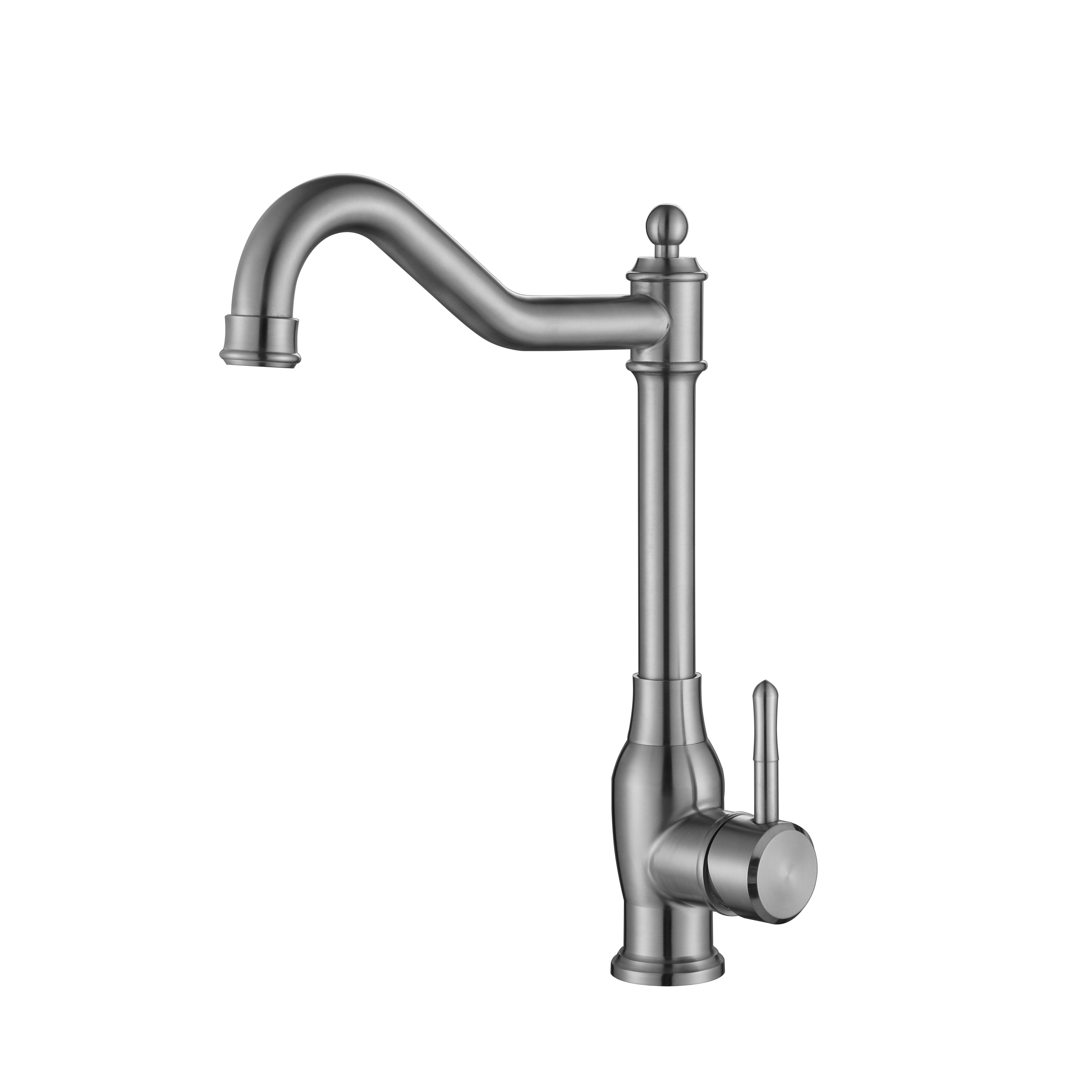 High quality bridge single handle antique luxury stainless steel gold kitchen faucet