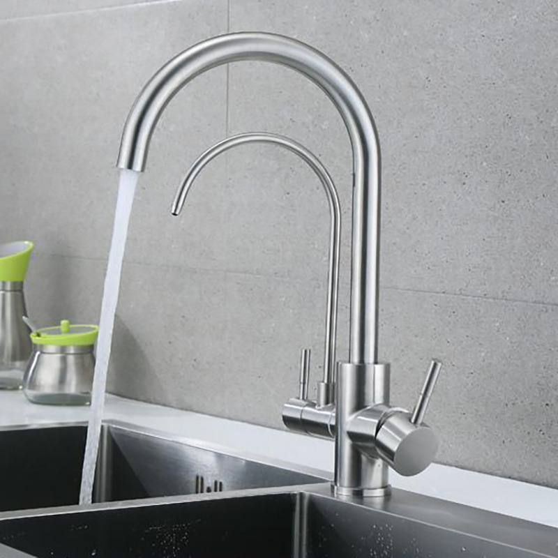 New 304 stainless steel kitchen water purifier 3-in-1 faucet Hot and cold drawing wash basin sink faucet