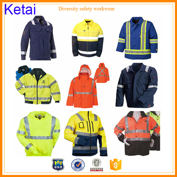 High visibility safety winter construction safety jackets in green color