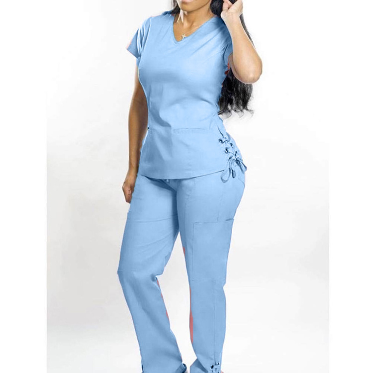 Quality Breathable Women's Nursing Scrub Sets Straight Pants Tall Hospital Uniforms Cute Nursing Scrubs Sexy