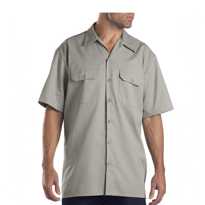 Factory OEM Mens Customized Short-Sleeve 100%Cotton Twill Work Shirt For Men