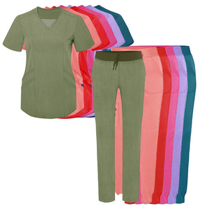 Custom Women Wholesale Stretch Uniforms Set Nursing Scrubs Medical Uniforms Scrubs with women