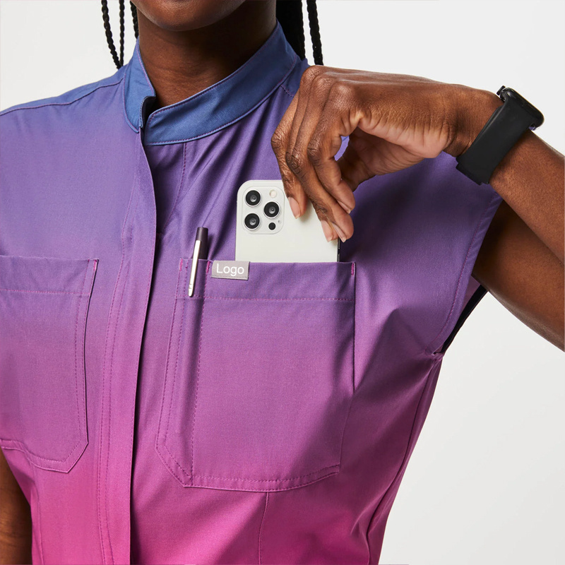 Customize One Piece Zipper Nursing Scrubs Uniform Jumpsuit Nurse Medical Scrubs Uniforms Jumpsuits with Zipper on Legs