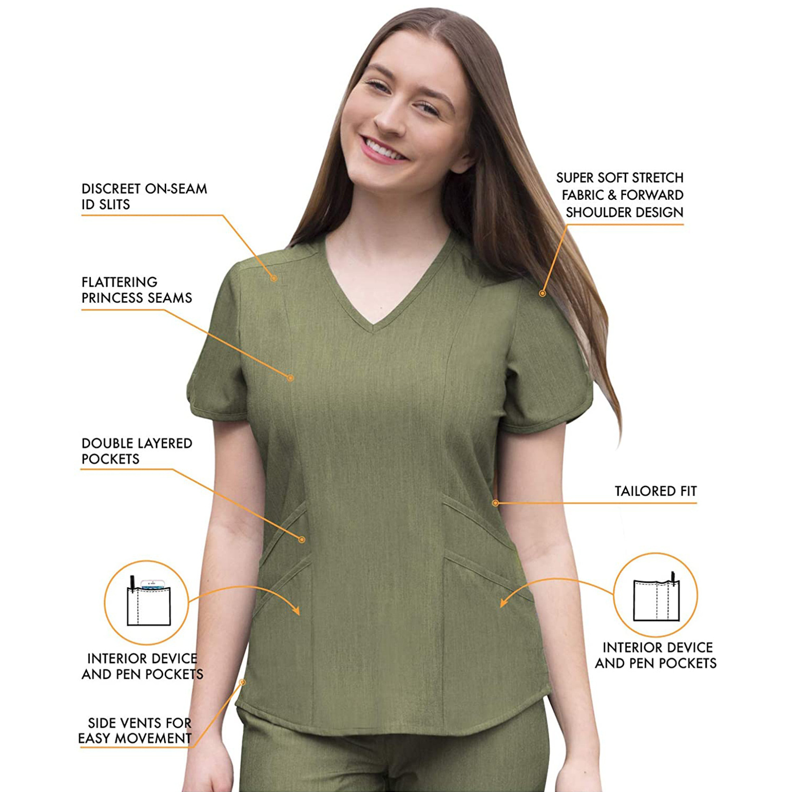 Custom Women Wholesale Stretch Uniforms Set Nursing Scrubs Medical Uniforms Scrubs with women