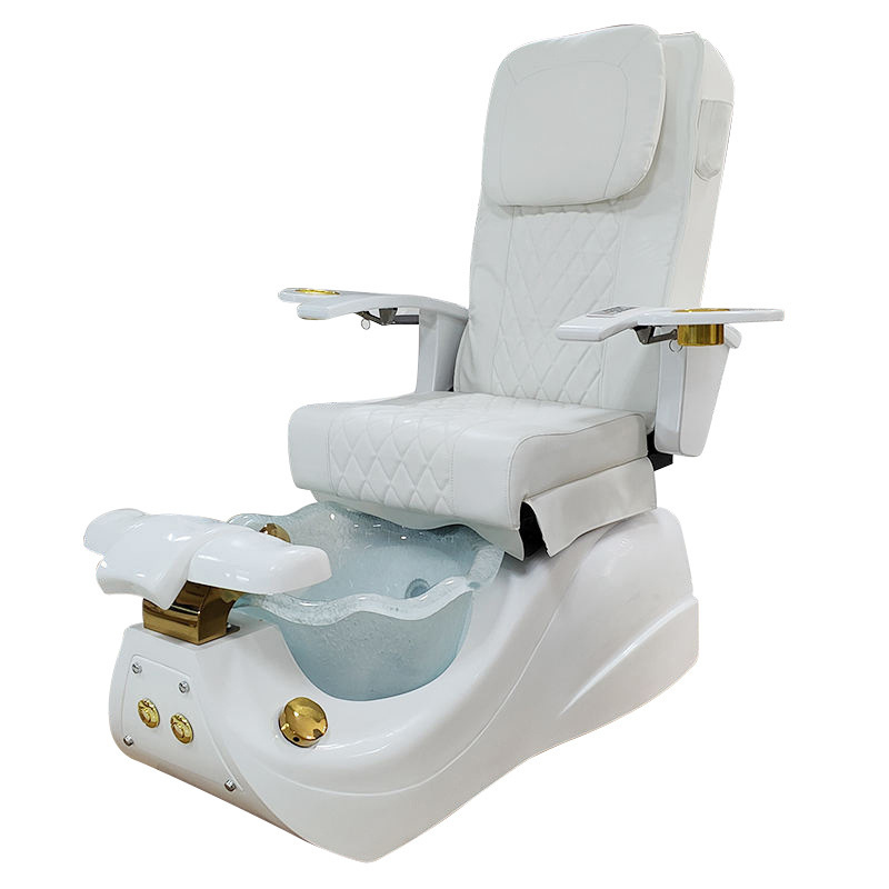 Luxury Modern Electric Massage Relax Pedicure Chairs Nail Salon Foot Spa Manicure White Pedicure Chair With Basin