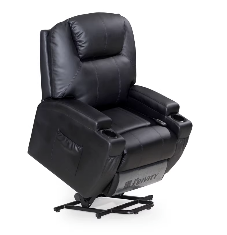 Modern Black Living Room Elderly Electric Power Single Lounge Leather Recliner Swivel Lift Rocking Massage Recliner Sofa Chair