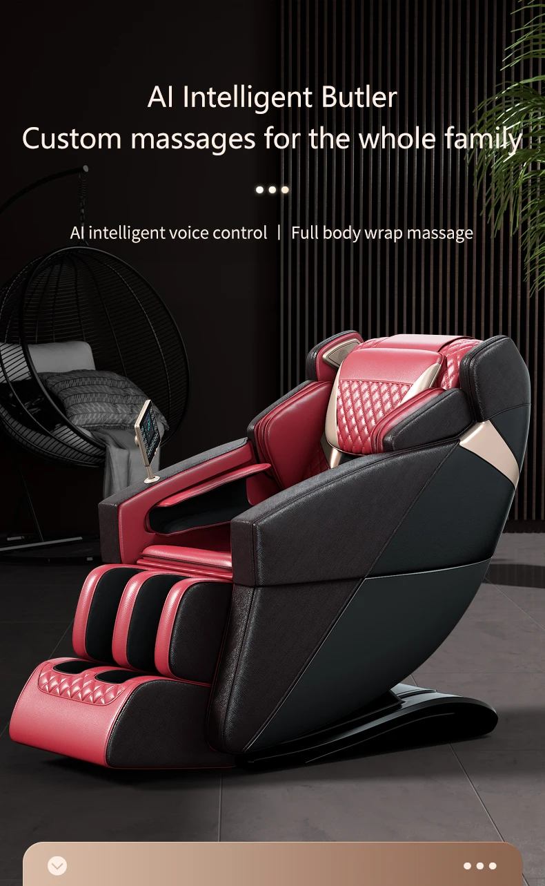 Luxury SL Track Shiatsu Black Massage Chair Foot Spa Full Body Massage Seat Zero Gravity Space Capsule Massage Chair