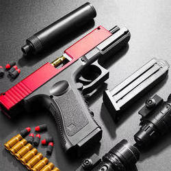 Soft Bullets Pull Back Action Pistol Toys Foam Shell  Ejection Model Gun With Jump Ejectinging Magazine