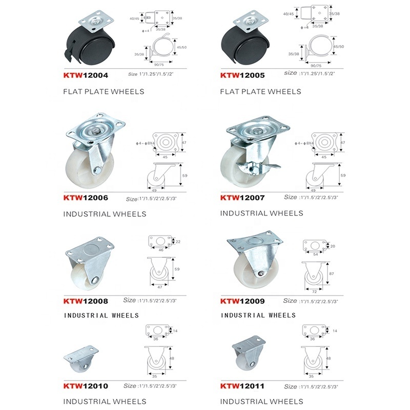 Furniture Casters Professional Manufacturer Table Wheels Bracket Flat Plate Caster Wheel for Air Cooler