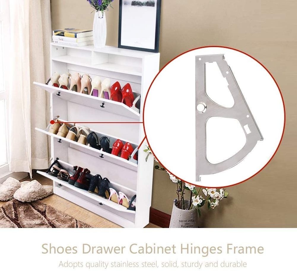 Shoes Cabinet Hinges - 1 Pair Stainless Steel Shoes Drawer Cabinet Hinges Movable Furniture Shoe Rack Hing Replacement Fittings