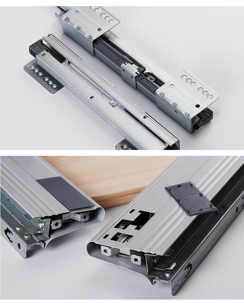 Customized Soft Closing Push Open Under mount Drawer Damper Slide Rail  Drawer Slide