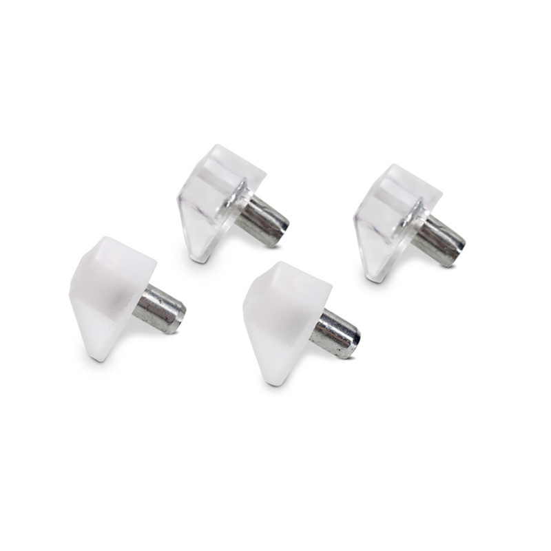 Plastic Shelf Support Clip Pins Pegs Metal Spoon Shape for Cabinet Furniture Hidden white Transparent shelf support with screws