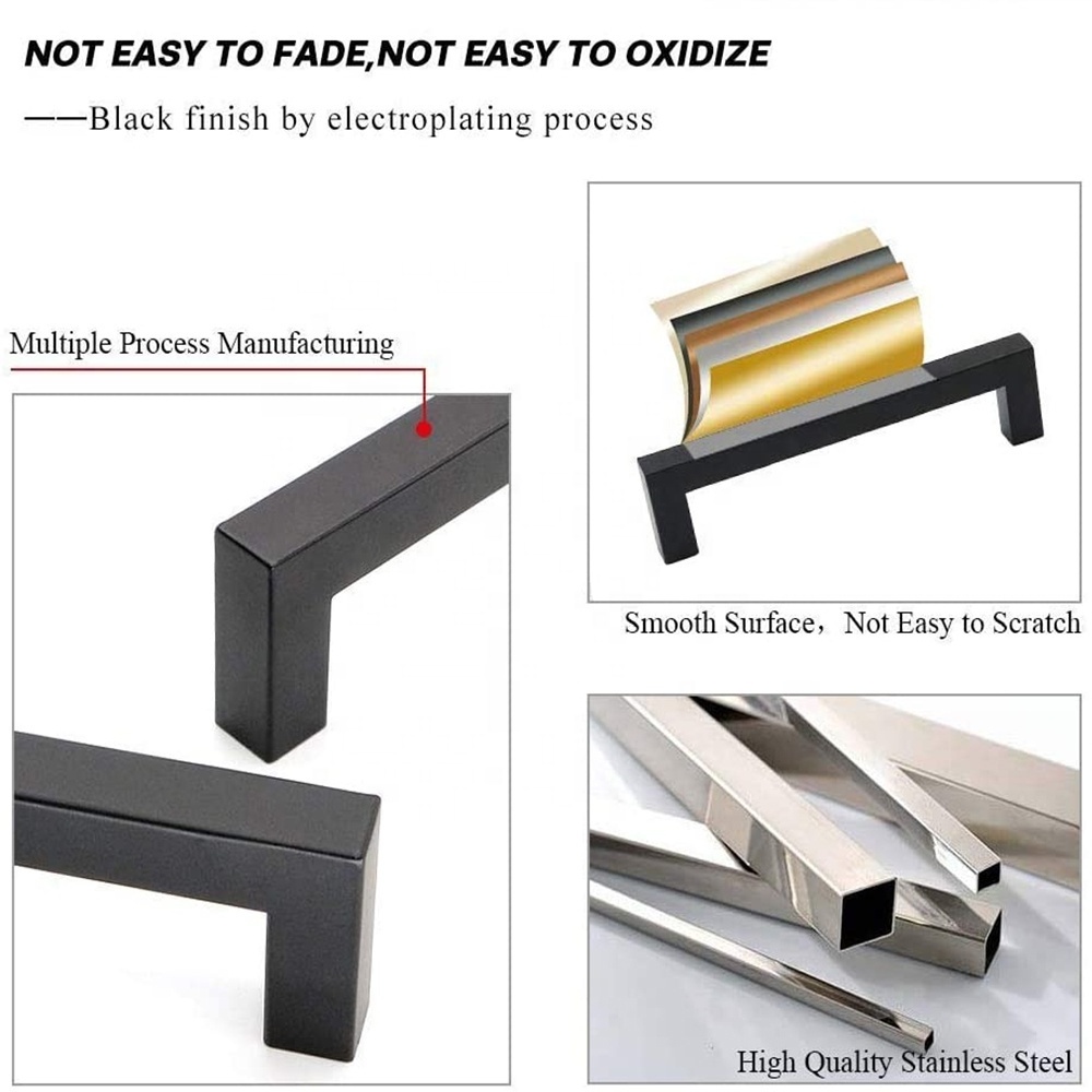 cupboard dresser drawer pulls handle modern matt black aluminum luxury wardrobe pull handle door handles furniture hardware OEM