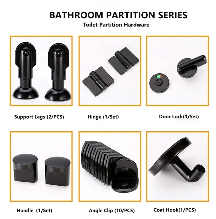 Whole Set Toilet Cubicle Nylon Toilet Partition Fittings Hardware Door Lock Set Bathroom Washroom Cubicle Partition Accessories