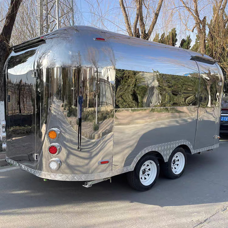 Mobile Kitchen Airstream Trailer Mobile Bar Ice Cream Cart Coffee Hot Dog Cart Fast Food Truck with full Kitchen Equipment