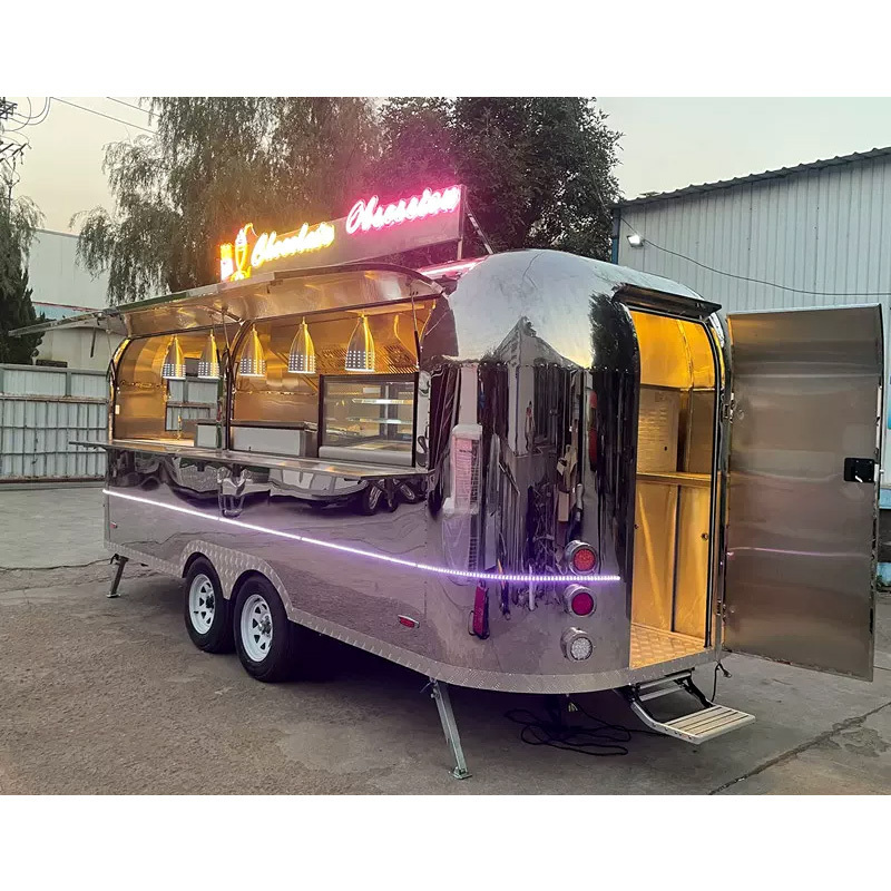 Mobile Kitchen Airstream Trailer Mobile Bar Ice Cream Cart Coffee Hot Dog Cart Fast Food Truck with full Kitchen Equipment