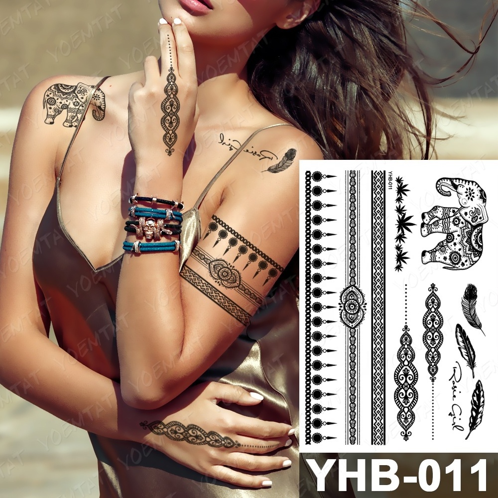 Temporary arm hand nail henna tattoos custom waterproof water transfer tattoo stickers