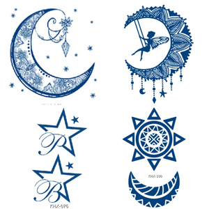 Free Samples Moon Star Designs Tattoo Stickers Waterproof Semi Permanent Tattoos