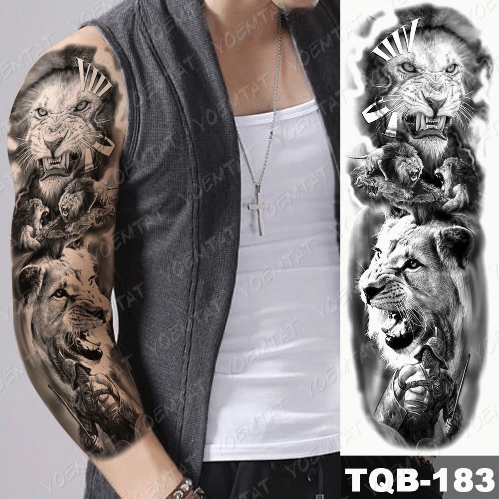 Lightning Crown Skull Full Arm Body Art Full Sleeve arm tattoos for men