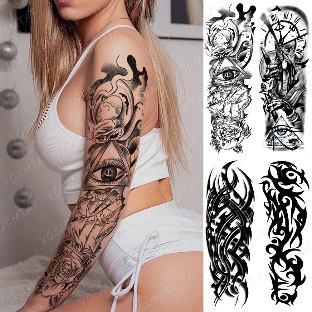 Wholesale new style skull full sleeve tattoo designs temporary sticker tattoos