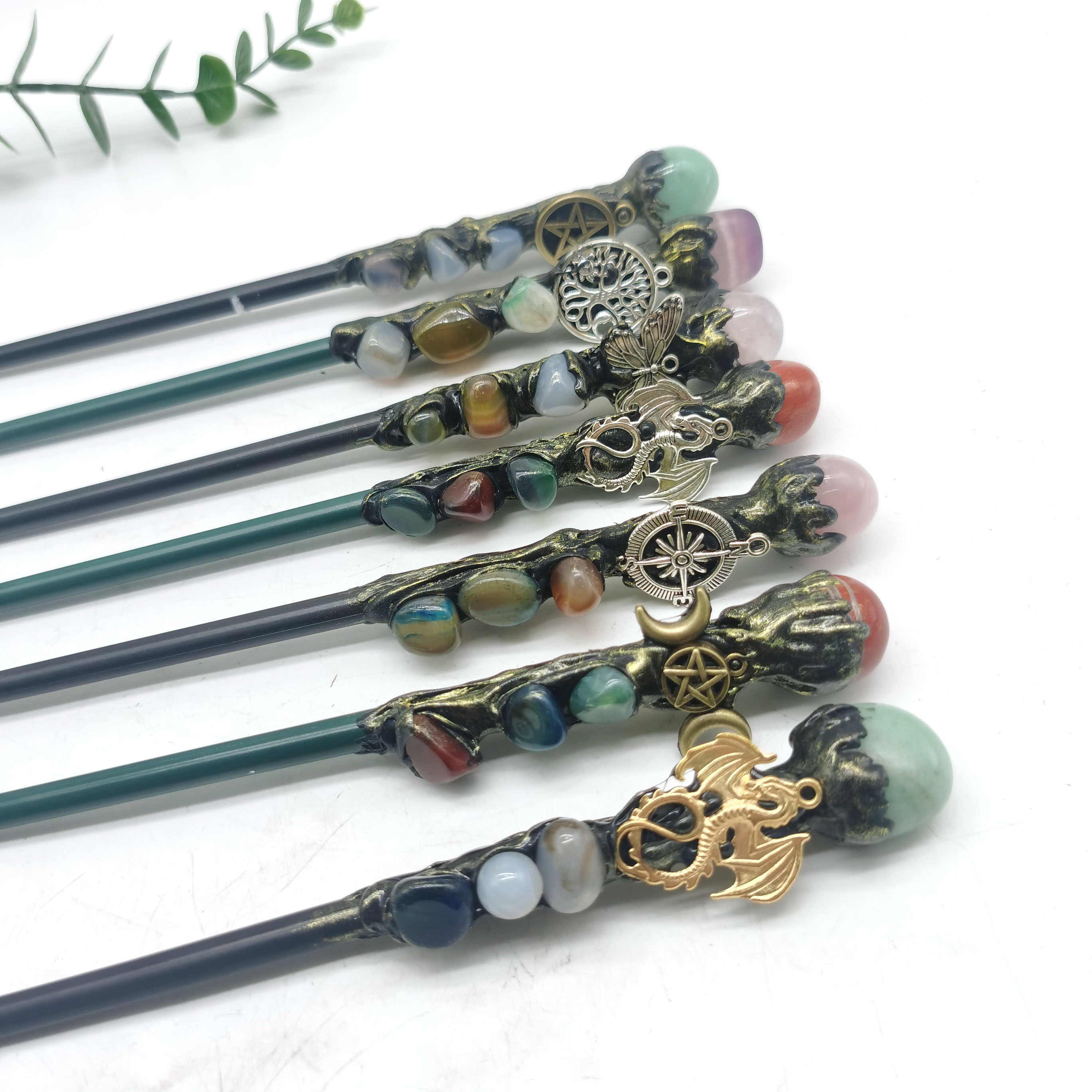 high quality natural gemstone crystal magic wand mixed materials crystal stone magic fairy wand for healing