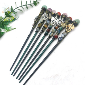 high quality natural gemstone crystal magic wand mixed materials crystal stone magic fairy wand for healing