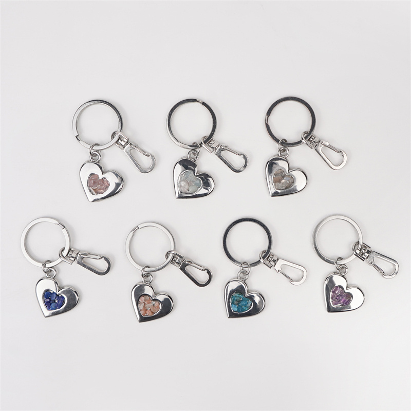 Hot Item Natural Crystal Souvenir Polish Raw rock Mixed Materials Key Ring for Souvenir