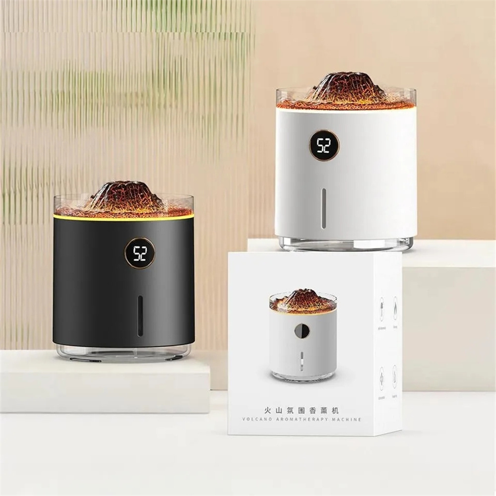 KG32 Digital Display Flame Aromatherapy Machine Desktop Volcano Atmosphere Lamp Spit Smoke Ring Jellyfish Spray Humidifier