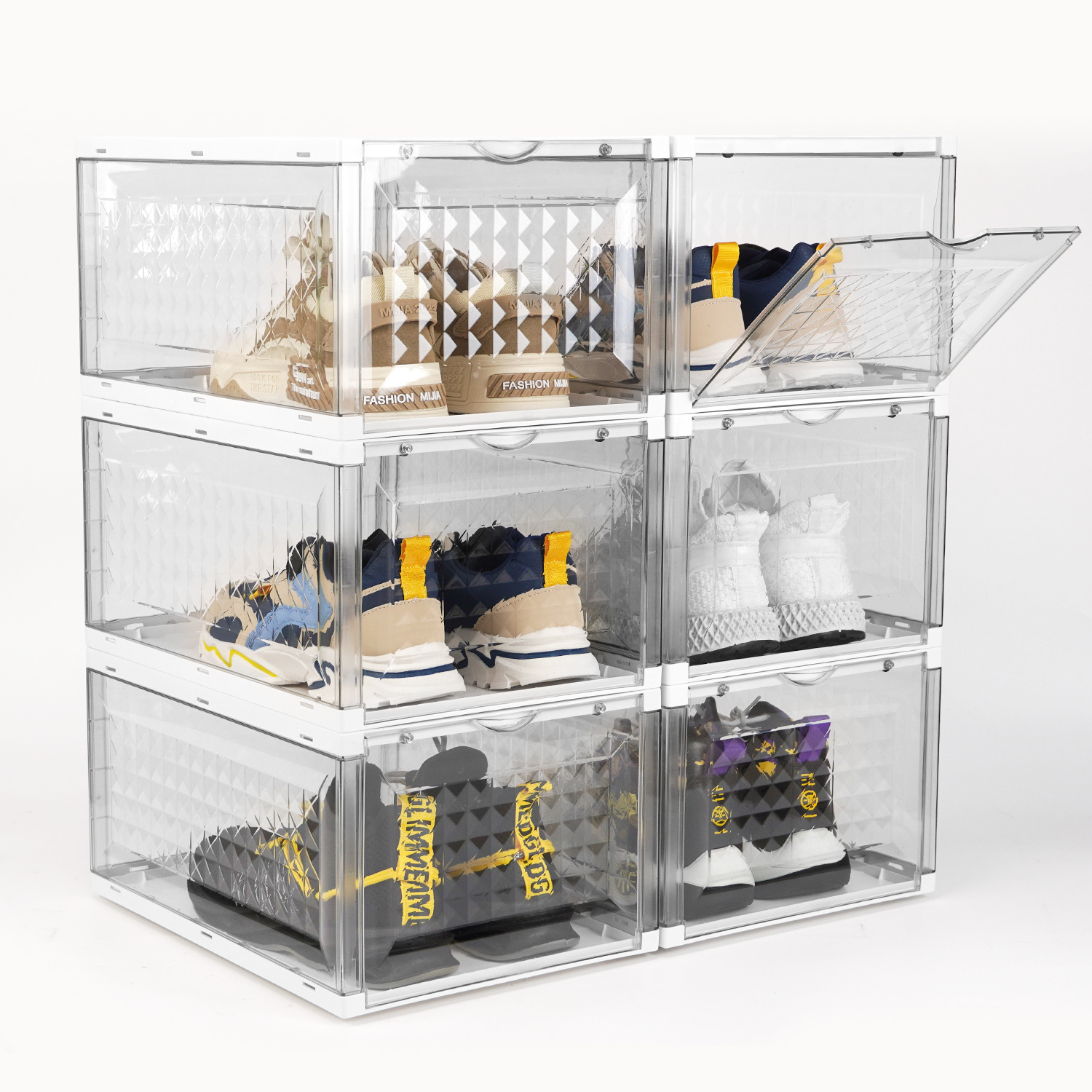 PET plastic clear shoe boxes plastic sneaker shoes storage box organizer