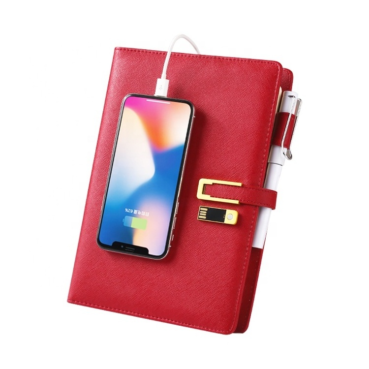 A5 Portable USB Memory 4000/8000/10000mAH Agenda Notepad Diary Magnetic Planner Power Bank Notebook with U disk Lock