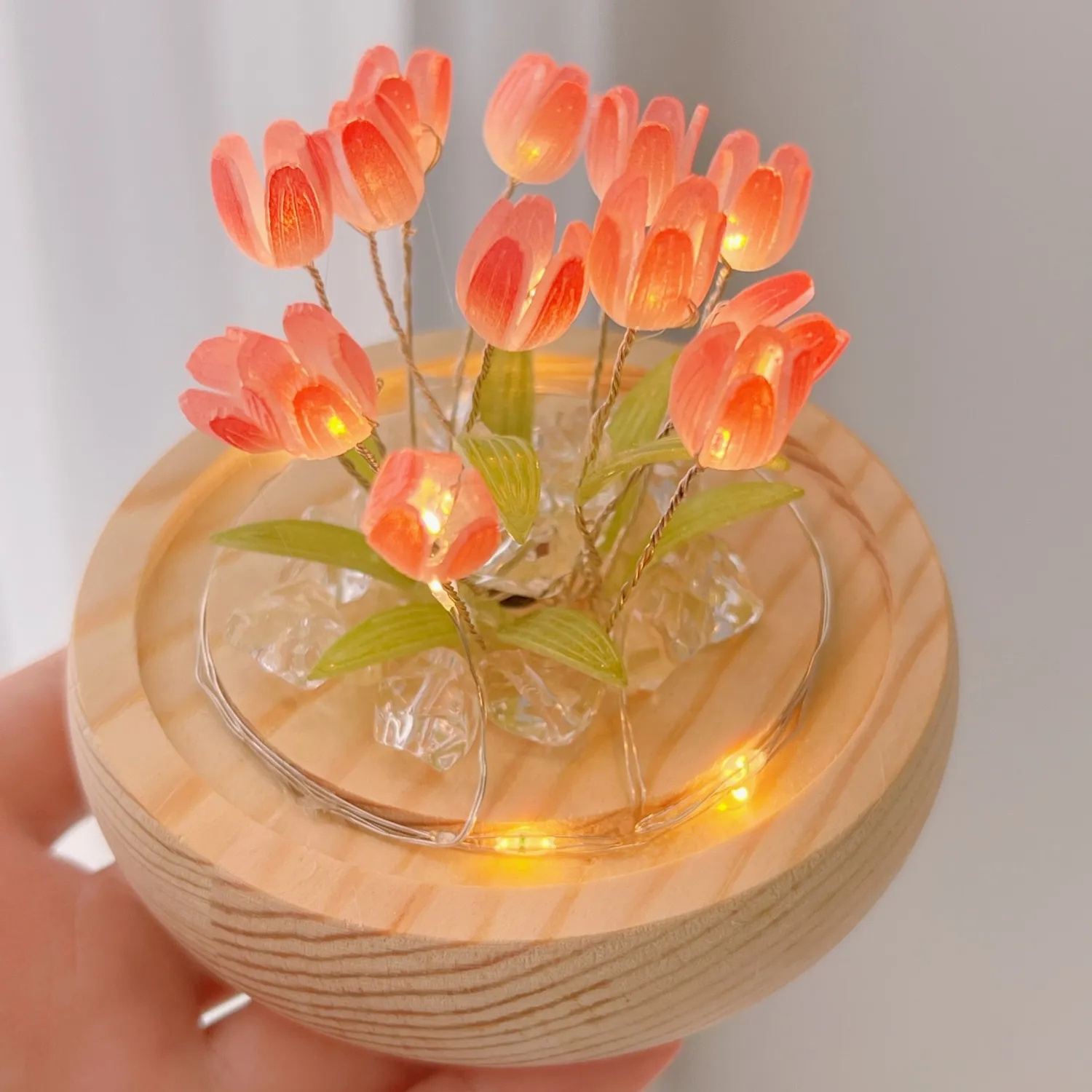 Hot Sale Creative Bedroom Decoration Dome Led Glass Flower Lampara De Tulipan for Gift