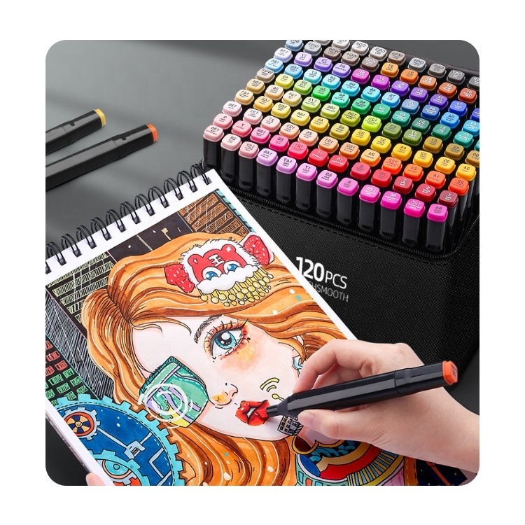 Selectable professional Indoor 60 colors double art colouring pens fine dual tip art alcohol brush marker colour pen set