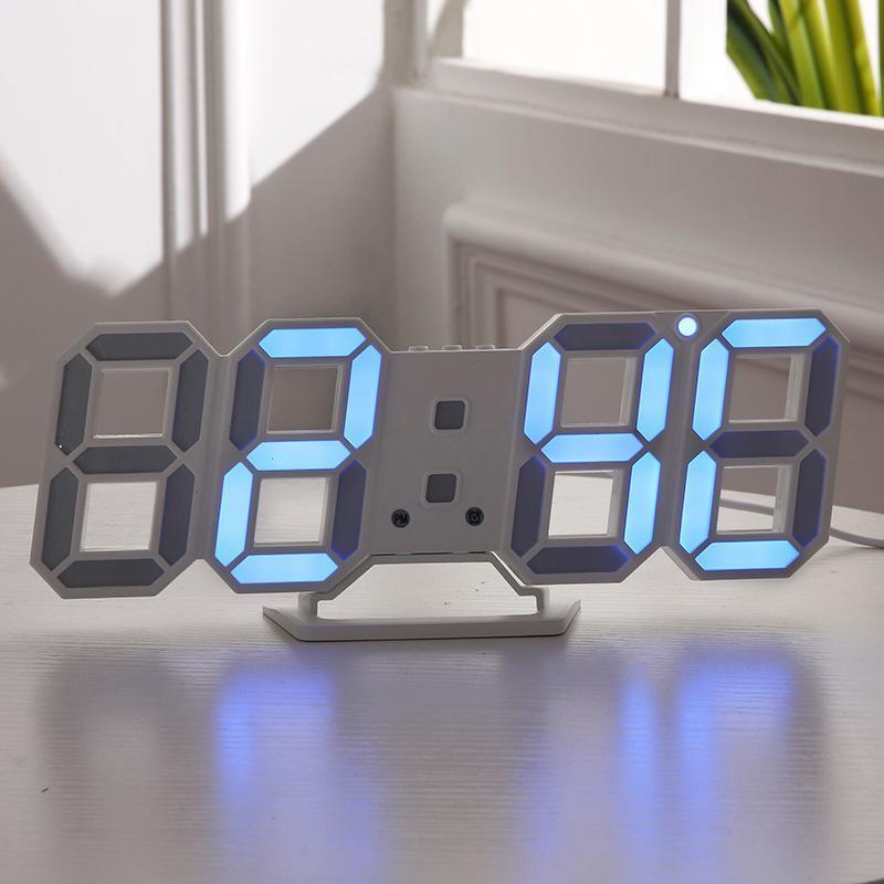 3D LED Table Wall Clock Digital Timer Nightlight Watch Alarm Clock for Warehouse Office Living Room 12/24H Brightness adjustable