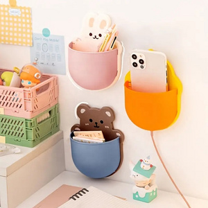 Cartoon shelf wall hole free storage shelf toothbrush cosmetics small shelf household wall hanging box