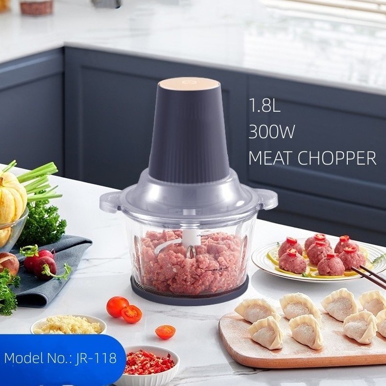 5-Cup Food Processor, 300W 1.2L Glass Bowl  Meat, Vegetables, Fruits and Nuts Electric Food Chopper,