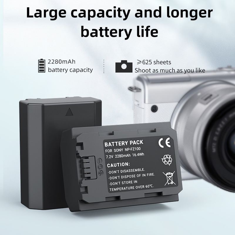 NEW NP FZ100 NPFZ100 NP-FZ100 Battery with 2800mAh for Sony Alpha A7III A7R III A9 Alpha 9 A7R3 A6600 Camera